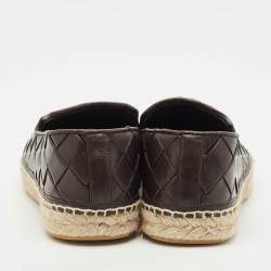 Bottega Veneta Brown Woven Leather Jack Espadrille Flats Size 40