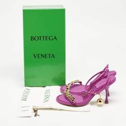 Pre Owned Bottega Veneta Pink Leather Dot Embellished Ankle Strap Sandals Size 38
