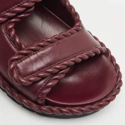 Bottega Veneta Burgundy Leather Jack Flat Sandals Size 38