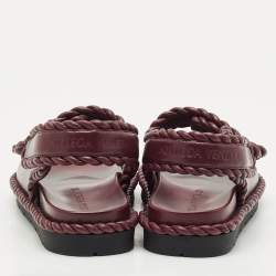 Bottega Veneta Burgundy Leather Jack Flat Sandals Size 38