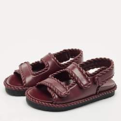 Bottega Veneta Burgundy Leather Jack Flat Sandals Size 38