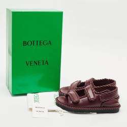 Bottega Veneta Burgundy Leather Jack Flat Sandals Size 38