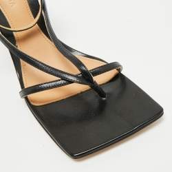 Pre Owned Bottega Veneta Black Leather Ankle Strap Sandals Size 38.5