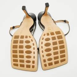 Pre Owned Bottega Veneta Black Leather Ankle Strap Sandals Size 38.5