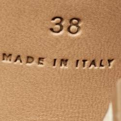 Pre Owned Bottega Veneta Cream Leather and Mesh Stretch Ankle Wrap Sandals Size 38