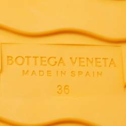 Pre Owned Bottega Veneta Orange Mesh and Leather Wedge Espadrilles Ankle Tie Sandals Size 36