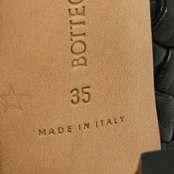 Pre Owned Bottega Veneta Black Intrecciato Leather Curve Slide Sandals Size 35