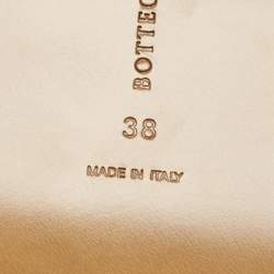 Pre Owned Bottega Veneta Gold Intrecciato Leather Ravello Flat Slides Size 38