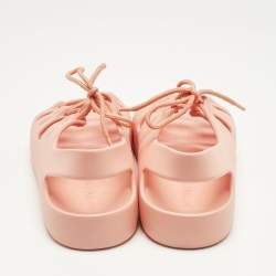 Pre Owned Bottega Veneta Orange Jelly Lace Flat Sandals Size 40