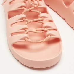 Pre Owned Bottega Veneta Orange Jelly Lace Flat Sandals Size 40