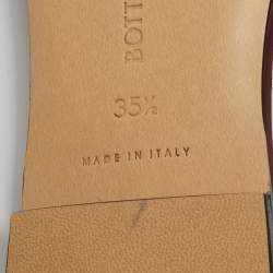 Pre Owned Bottega Veneta Burgundy Intrecciato Leather Lido Flat Slide Sandals Size 35.5
