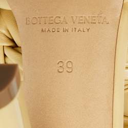 Pre Owned Bottega Veneta Beige Leather Intrecciato Ankle Strap Sandals Size 39