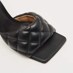 Pre Owned Bottega Veneta Black Quilted Leather Lido Slide Sandals Size 36.5