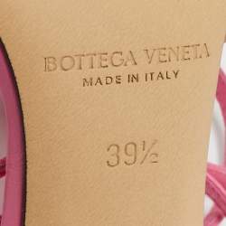 Pre Owned Bottega Veneta Pink Leather Square Toe Ankle Strap Sandals Size 39.5