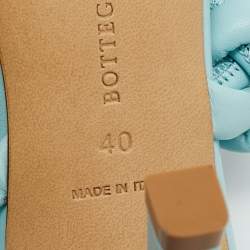 Pre Owned Bottega Veneta Size 40 Blue Leather Knotted Ankle Strap Sandals