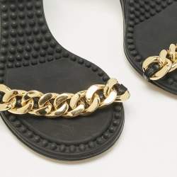 Pre Owned Bottega Veneta Dot Size 39.5 Black Leather Ankle Strap Sandals