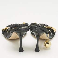 Pre Owned Bottega Veneta Dot Size 39.5 Black Leather Ankle Strap Sandals