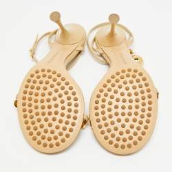 مملوكة مسبقًا Bottega Veneta Dot Size 39.5 Beige Leather Ankle Strap Sandals