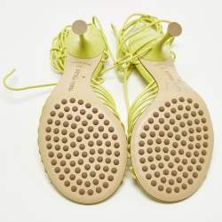 Pre Owned صندل بوتيغا فينيتا سيركا بحزام للكاحل جلد أخضر مقاس 36