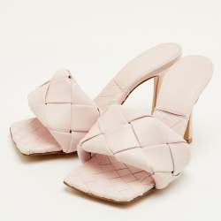 Pre Owned Bottega Veneta Lido Size 37 Light Pink Intrecciato Leather Slide Sandals