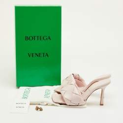 Pre Owned Bottega Veneta Lido Size 37 Light Pink Intrecciato Leather Slide Sandals