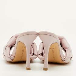 Pre Owned Bottega Veneta Lido Size 39.5 Light Lilac Intrecciato Leather Slide Sandals