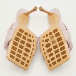 Pre Owned Bottega Veneta Lido Size 39.5 Light Lilac Intrecciato Leather Slide Sandals