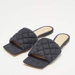 مملوكة مسبقًا Bottega Veneta Lido Size 39 Blue Denim Flat Slides 