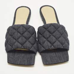 مملوكة مسبقًا Bottega Veneta Lido Size 39 Blue Denim Flat Slides 
