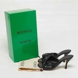 Pre Owned Bottega Veneta Blink Size 39 Black Intrecciato Leather Slide Sandals