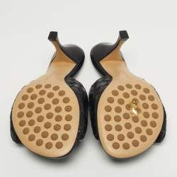 Pre Owned Bottega Veneta Blink Size 39 Black Intrecciato Leather Slide Sandals