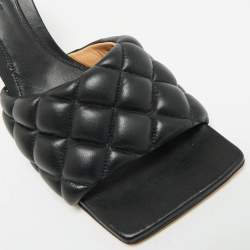 Pre Owned Bottega Veneta Lido Size 40 Black Quilted Leather Slide Sandals