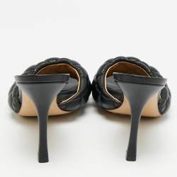 Pre Owned Bottega Veneta Lido Size 40 Black Quilted Leather Slide Sandals