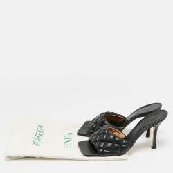 Pre Owned Bottega Veneta Lido Size 40 Black Quilted Leather Slide Sandals