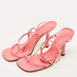 Pre Owned Bottega Veneta Stretch Size 37 Pink Leather Strappy Sandals