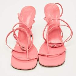 Pre Owned Bottega Veneta Stretch Size 37 Pink Leather Strappy Sandals