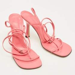 Pre Owned Bottega Veneta Stretch Size 37 Pink Leather Strappy Sandals