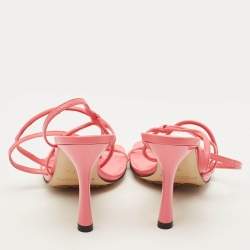 Pre Owned Bottega Veneta Stretch Size 37 Pink Leather Strappy Sandals