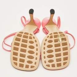 Pre Owned Bottega Veneta Stretch Size 37 Pink Leather Strappy Sandals