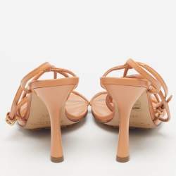 Pre Owned Bottega Veneta Stretch Size 36.5 Tan Leather Ankle Strap Sandals