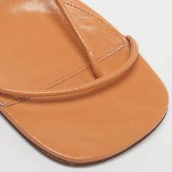 Pre Owned Bottega Veneta Stretch Size 36.5 Tan Leather Ankle Strap Sandals