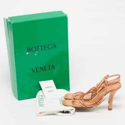 Pre Owned Bottega Veneta Stretch Size 36.5 Tan Leather Ankle Strap Sandals