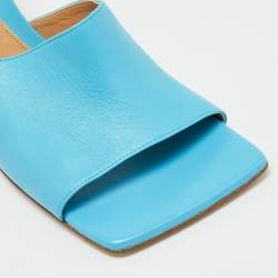 Pre Owned Bottega Veneta Stretch Size 41 Blue Leather Slide Sandals
