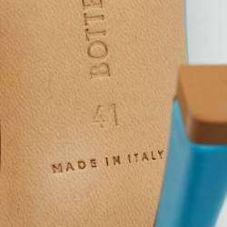 Pre Owned Bottega Veneta Stretch Size 41 Blue Leather Slide Sandals