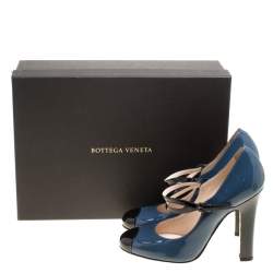 Pre Owned Bottega Veneta Slate Grey Patent Leather Bette Cap Toe Mary Jane Pumps Size 36.5