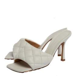Pre Owned صندل سلايد بوتيغا فينيتا مبطن جلد أبيض مقاس 37
