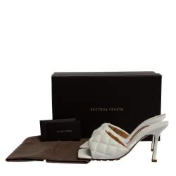 Pre Owned صندل سلايد بوتيغا فينيتا مبطن جلد أبيض مقاس 37