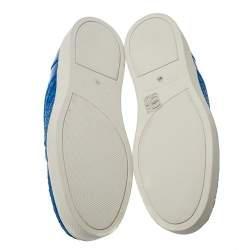 Pre Owned Bottega Veneta Blue Intrecciato Leather Dodger Slip On Sneakers Size 41