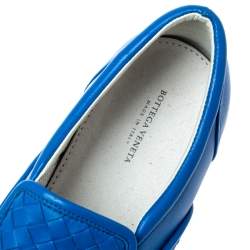 Pre Owned Bottega Veneta Blue Intrecciato Leather Dodger Slip On Sneakers Size 41