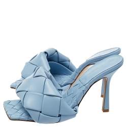 مملوكة مسبقًا صندل سلايد بوتيغا فينيتا ليدو جلد إنترشياتو أزرق فاتح مقاس 38